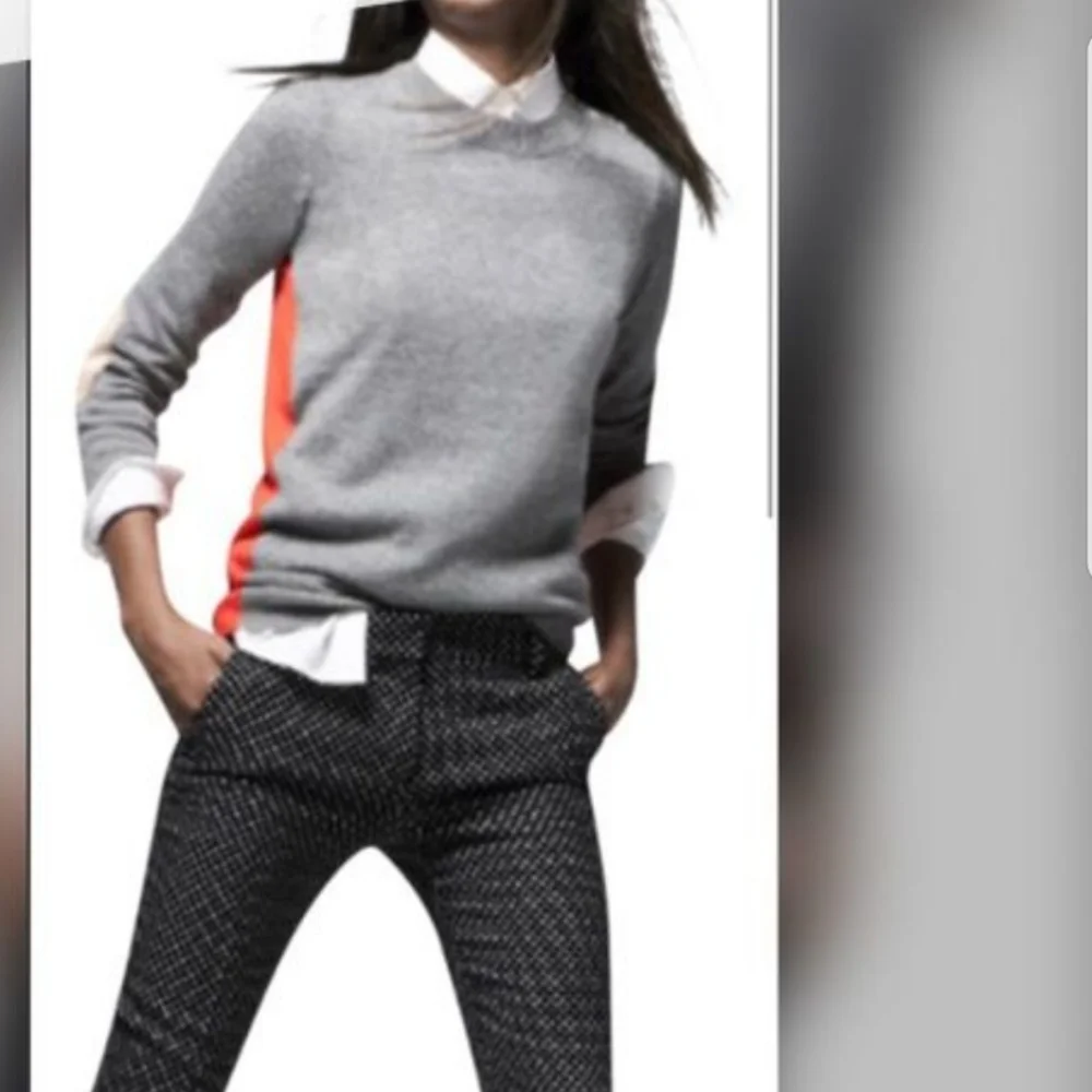 J. Crew Grey And Orange Cashmere Sweater